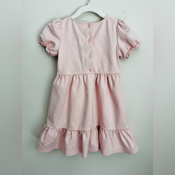 JANIE & JACK girls Crochet Trim ponte Dress Ruffle Puff Sleeve Pink Stretch 5 - Picture 2 of 7